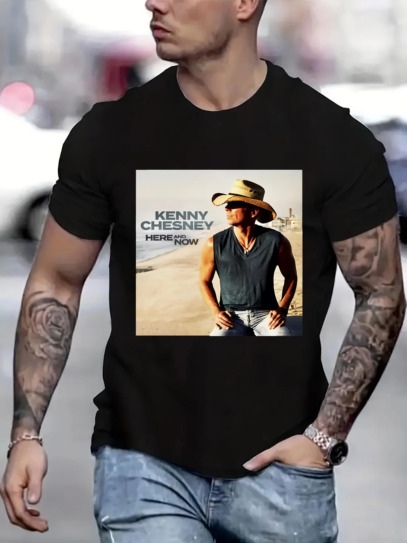 Kenny Chesney Here and Now Album Cover Man Clothes Anime Men's T-Shirts Anime Men T shirt Printed T-Shirt B5022530