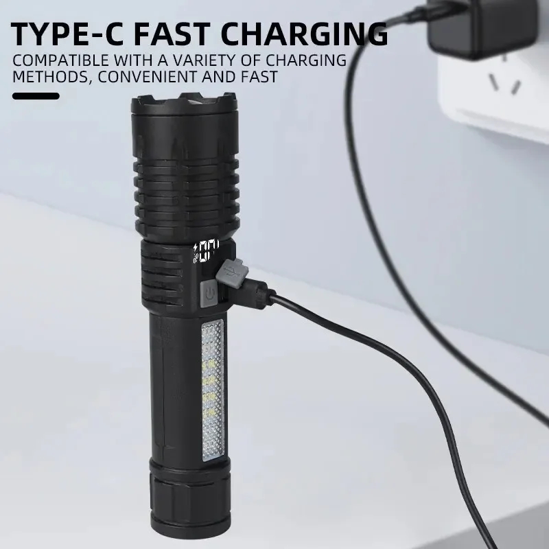 Powerful LED Flashlight Super Bright Rechargeable Portable Ultra Power Torch Lamp Outdoor Emergency Camping Lantern