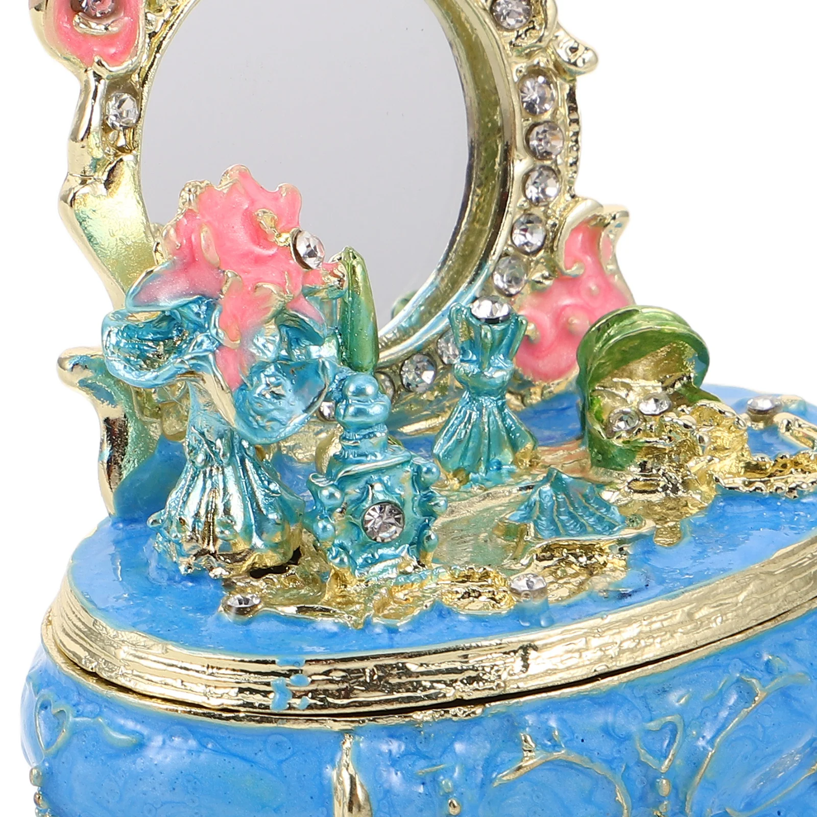 Enamel Trinket Box Hand Painted Jewelry Organizer Hinged Keepsake Storage For Rings Earrings Decorative Vanity Tray Wedding