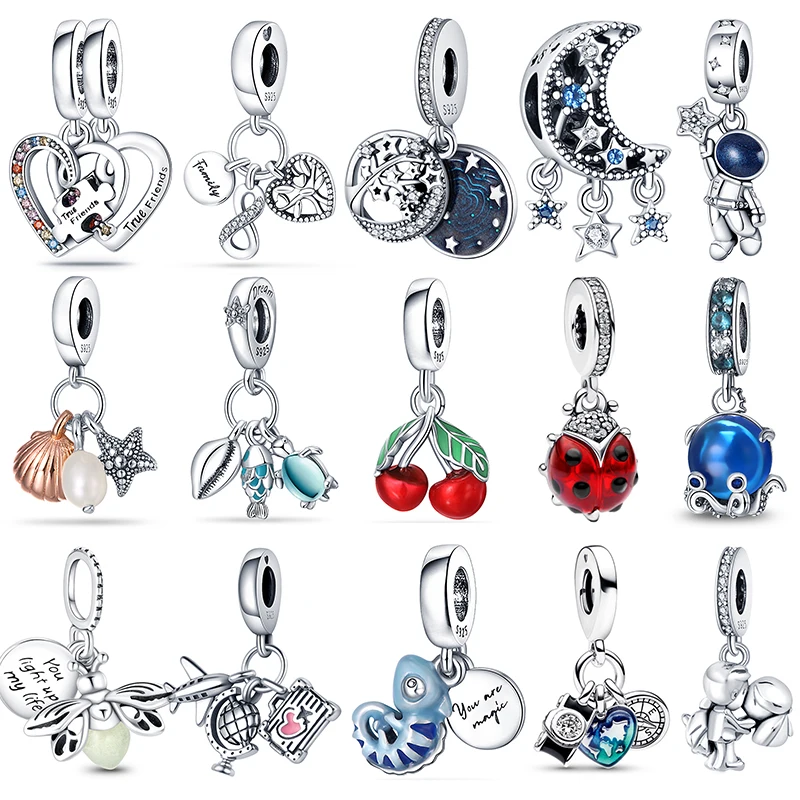 

Plata De Ley 925 Silver Charms Beads Fit Pandora 925 Original Bracelets Womens Hot Sale Pendant Charms Beads DIY Jewelry Gift