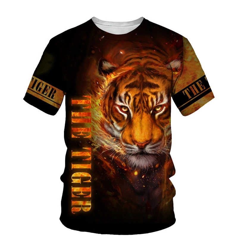 الحيوان النمر ثلاثية الأبعاد طباعة تي شيرت الصيف الرجال النساء موضة عادية الشارع الشهير المتضخم قصيرة الأكمام تي شيرت الذكور تيز القمم الملابس