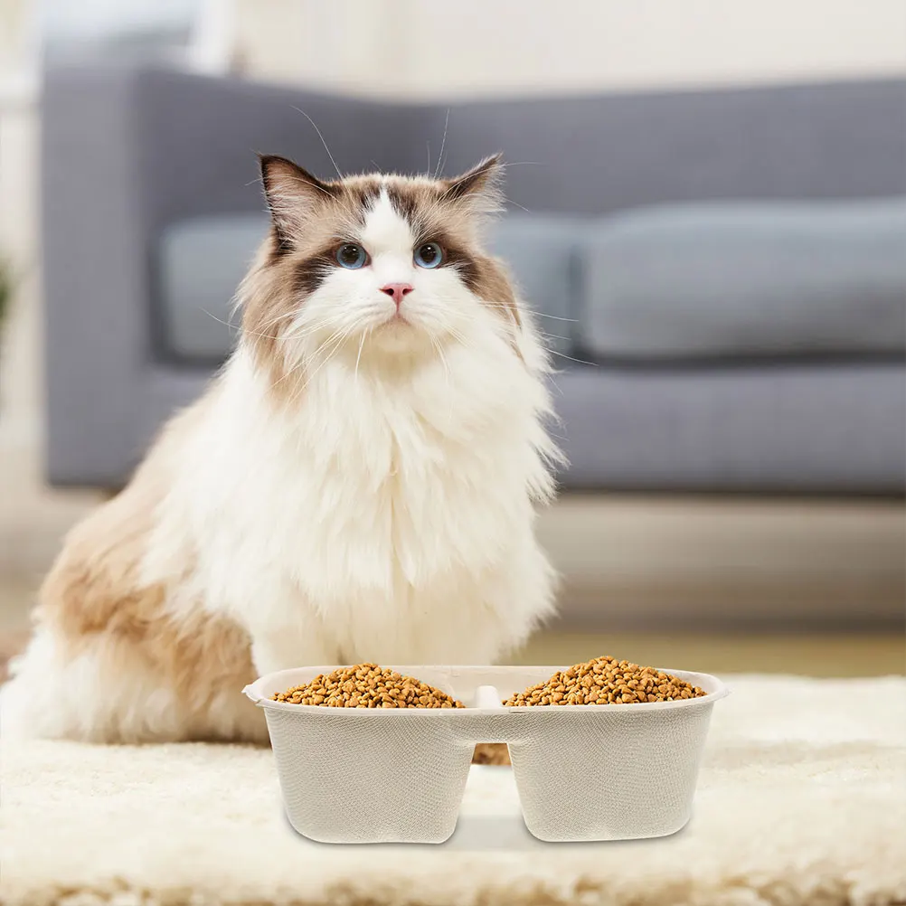 

10Pcs Disposable Pet Feeding Bowls Cat Food Containers Durable Wheat Straw Pulp Safe Healthy Lightweight Outdoor Travel Use