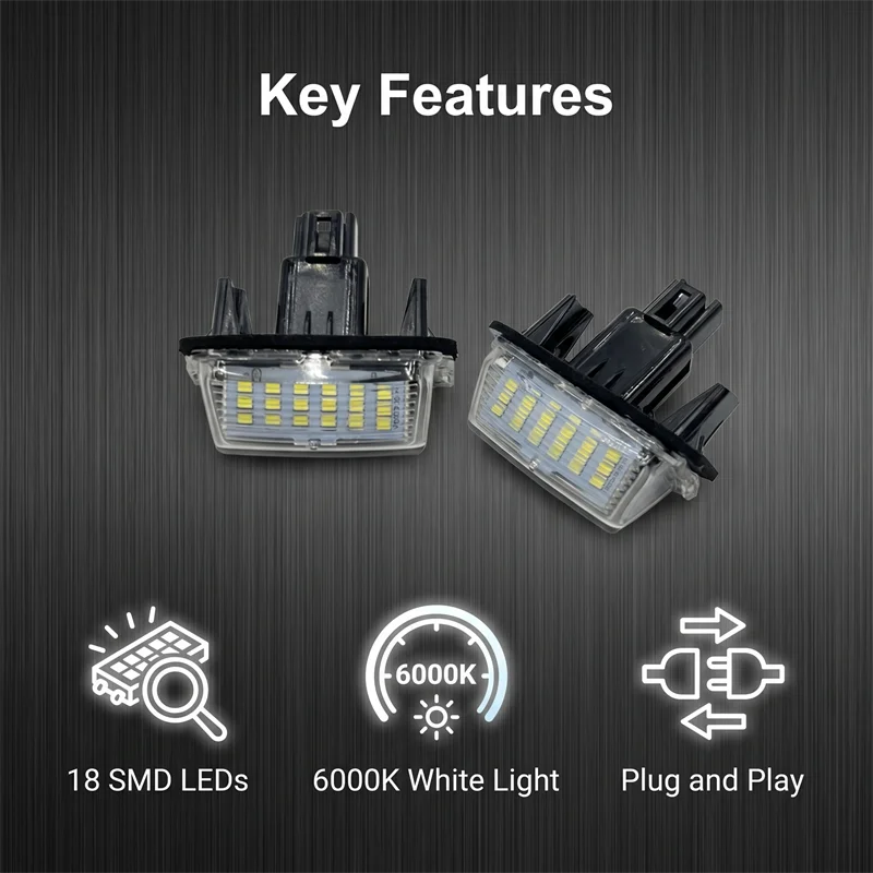 2PCS For Toyota Auris E1 E18 Avensis Avalon Camry Hybrid Corolla Fielder Esquire Highlander LED License Plate Light White 6000K