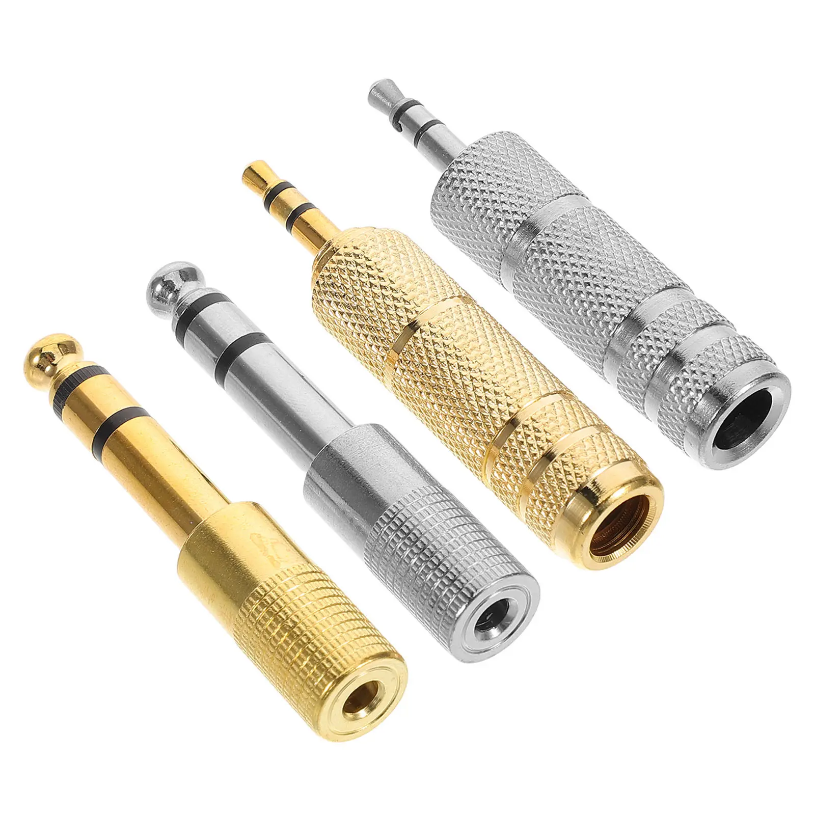 4Pcs Metal Mic Audio Adapter Jack Converter Stereo Microphone Accessories High Efficiency Audio Connector for Stage Home Use