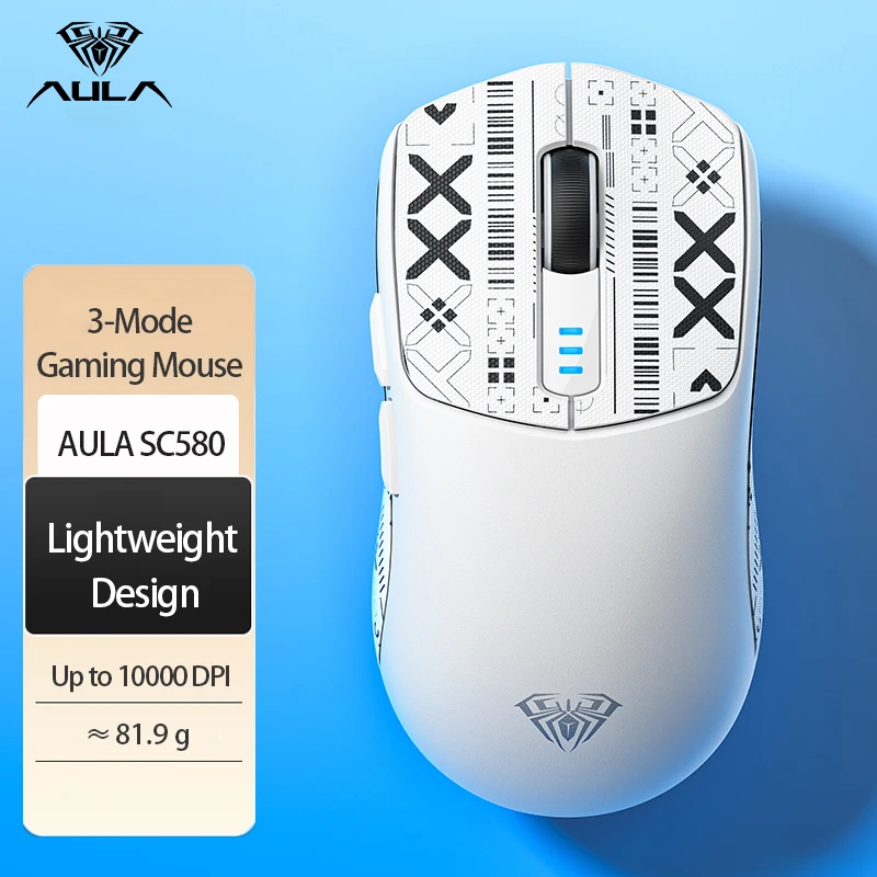 Aula Sc580 Wireless Three-Mode Mouse Bluetooth 2.4g Wired Charging Lightweight Laptop Office Mouse E-Sports Game Mouse