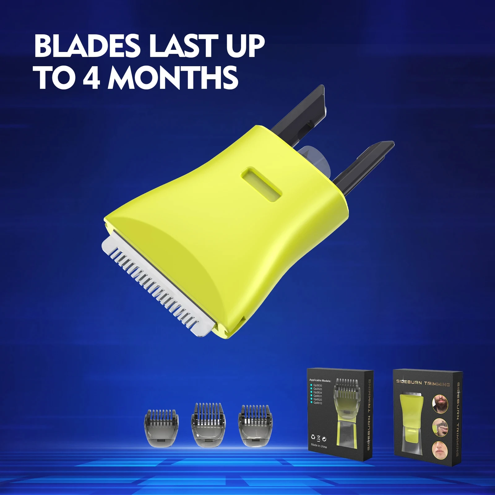 Brangdy Shaver Replacement Heads for Philips One Blade QP2520 QP2630 QP2834 QP6510 QP6520 Beard Trimmer 3 Length Adjustable Kit