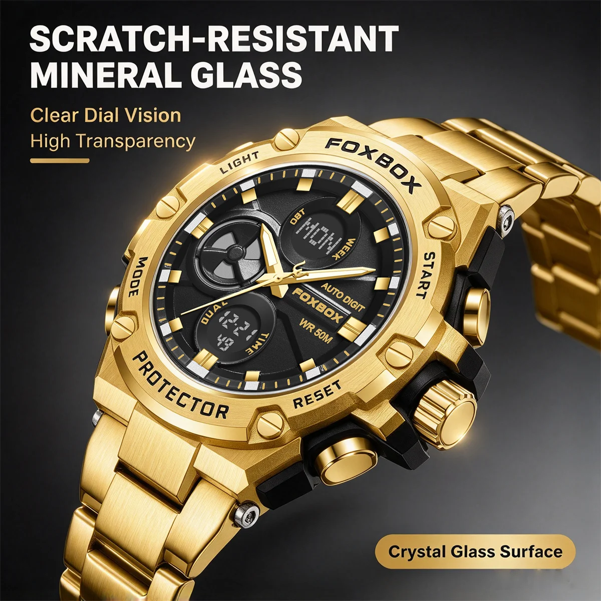 Top LIGE fashion watch  brand men quartz wristwatches dual display watch waterproof LED Gifts for men clock Relogio Masculino