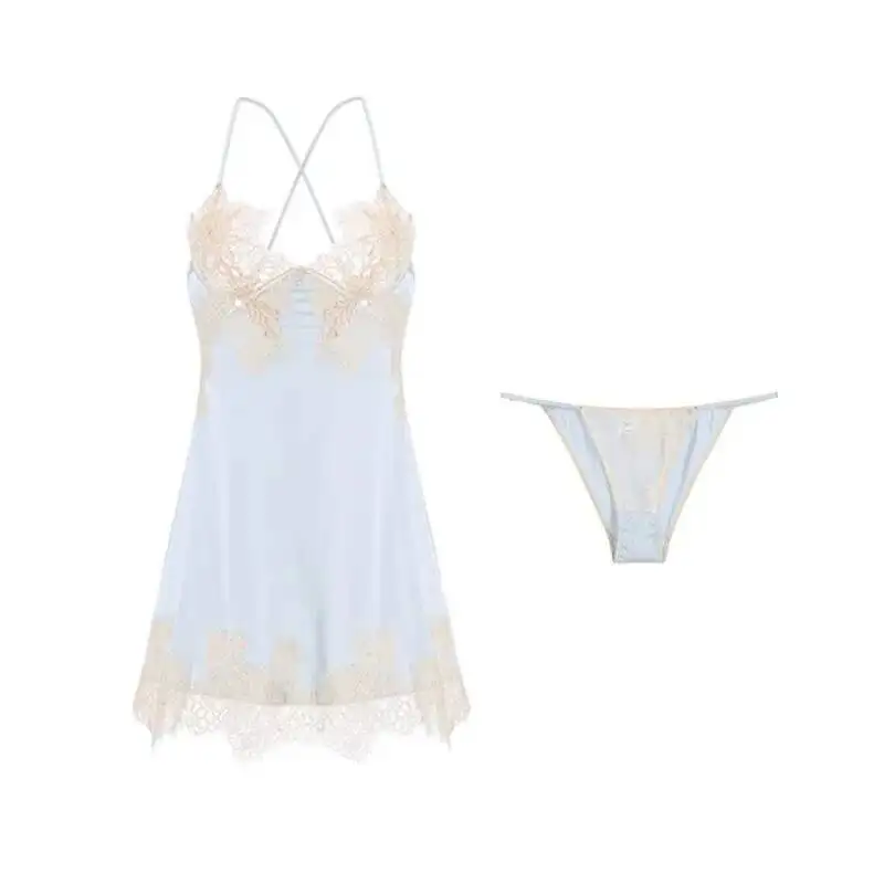 HCNT-Mini robe de nuit à bretelles pour femmes, robe de nuit sexy, sangle arrière ouverte, tentation, col frontal transparent, printemps et été, nouveau