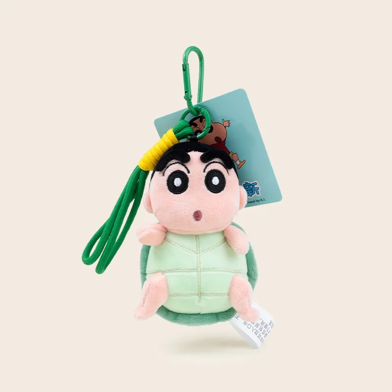 Miniso Crayon Shin Chan Plush Keychain Kawaii Student Backpack Pendant Cartoon Cross Dressing Plush Doll Toy Children Gift
