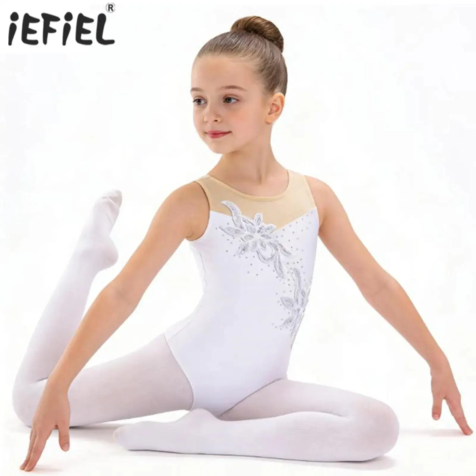 

Kids Girls Glittering Sequins Ballet Leotards Dance Costume Faux Diamond Adorned Leotard Ballet Dance Gymnastic Skating Jumpsuit