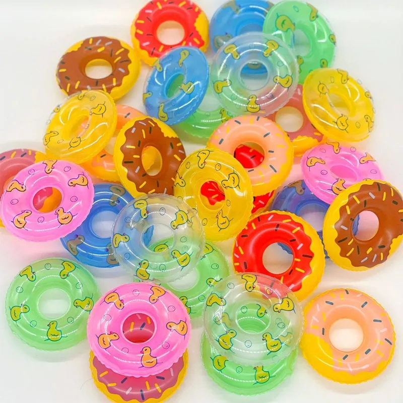 10PCS Opblaasbare Mini Zwemmen Ringen Water Games Zwemmen Ring Speelgoed Buurt Mini kinderen Zwemmen RingsCDonuts Speelgoed