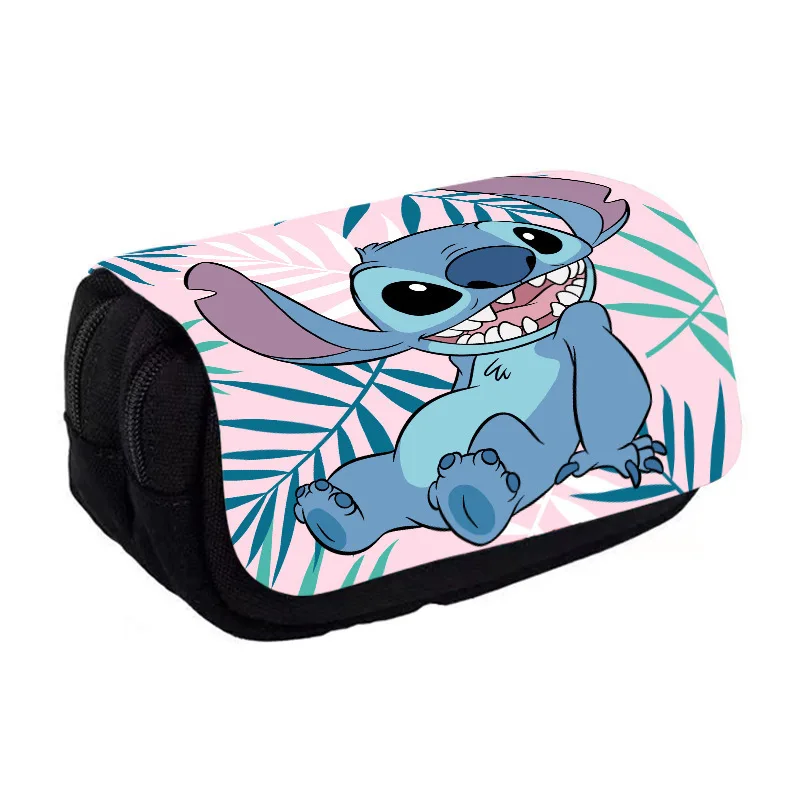 Bolsa de lápices de Anime de Disney Stitch, estuche de lápices de nailon, suministros escolares para niños, papelería de gran capacidad, regalos