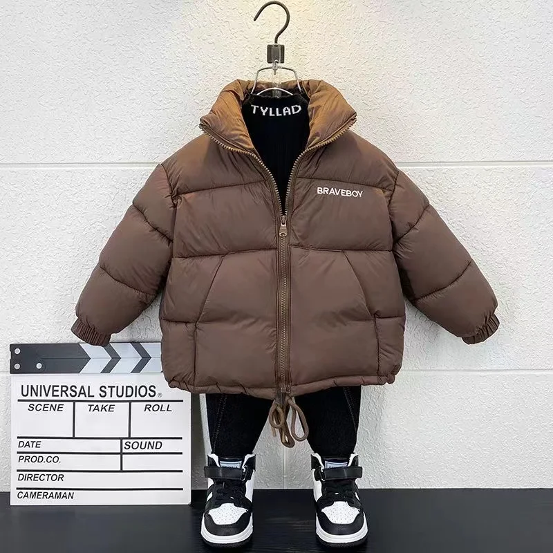 Boys Cotton Jacket Winter 2024 New Children\'s Korean Version Warm Cotton Jacket With Windproof Thickened Jacket Kids Clothing