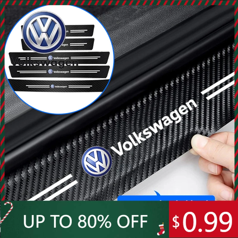 

Для VW Volkswagen Jetta MK5 Golf дверь автомобиля углеродное волокно защитные наклейки на порог для Volkswagen GTD Tiguan Passat Golf Polo Touare