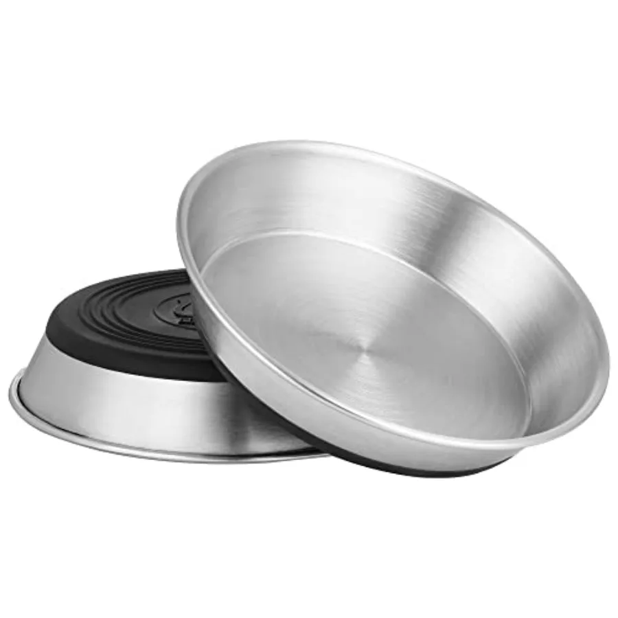Platos para Gatos de Acero Inoxidable, Aptos para el Cuidado de la Barba de Gato, Platos Bajos para Comida y Agua con Base de Silicona Antideslizante, Resistentes y de Repuesto