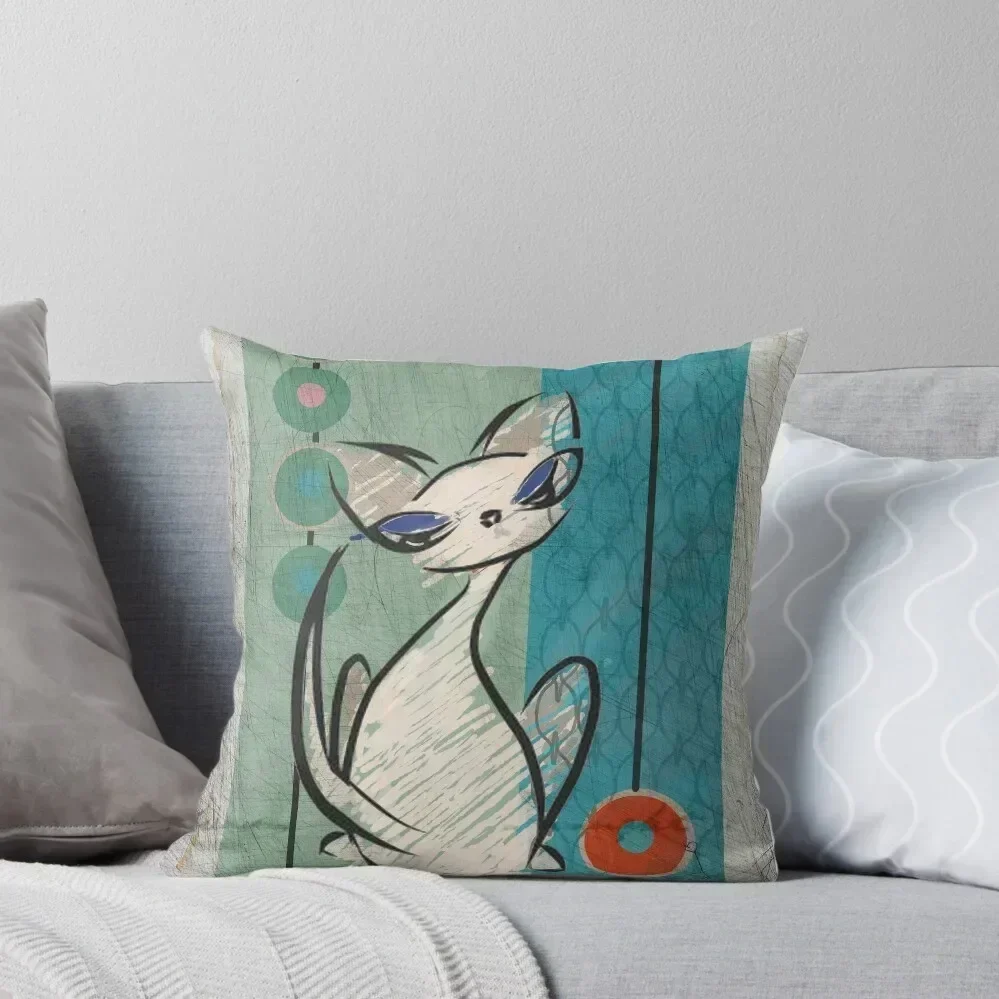 

Mid Century Modern: Lil Miss Purrfect Throw Pillow Christmas Cushion For Home Cushions Cover pillow