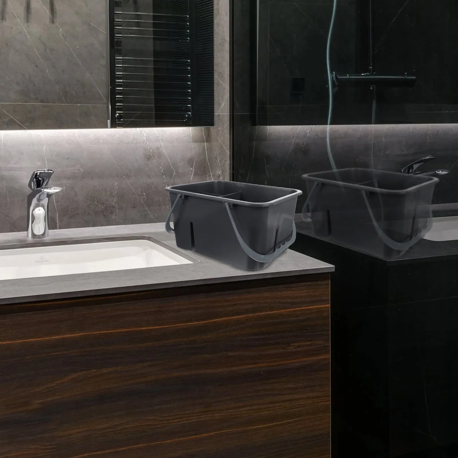 

1 шт. Пластиковая корзина для ванной комнаты с четырьмя отделениями, удобная для переноски, для организации хранения туалетных принадлежностей и уборки