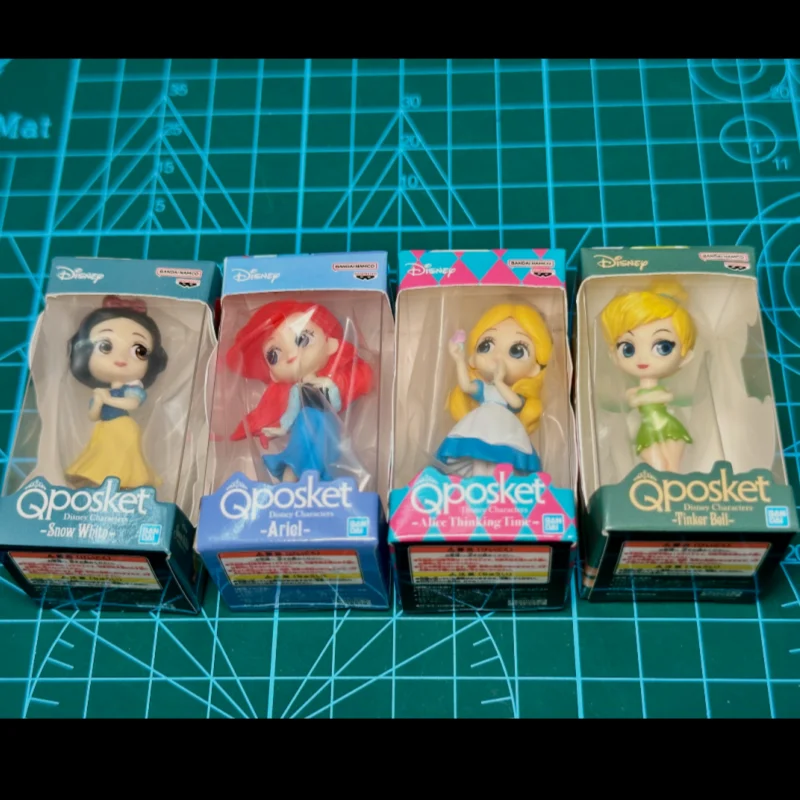 Bandai Qposket Disney Princess Figure Set, Tinker Bell Snow White Alice Mini Collectible Desktop Ornament