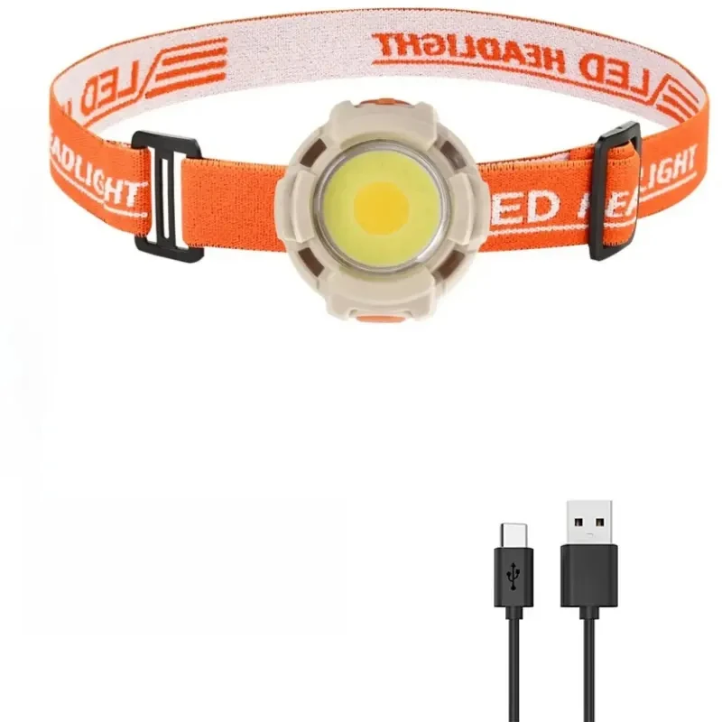 

Портативный COB USB-зарядный светильник, водонепроницаемые фары для кемпинга, пешего туризма, красный, синий, мигающий, 6 режимов освещения Type-C