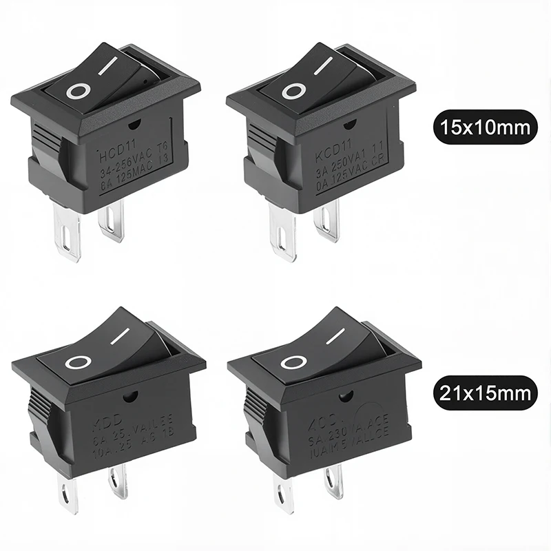 5/20/100pcs Auto Car Truck Boat Round Rocker 250V 3A 2Pin ON/OFF Toggle SPST Switches Rocker Switch 10x15mm 15*21mm