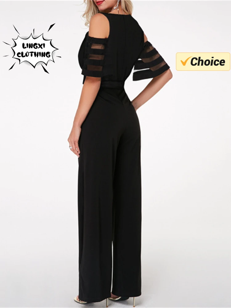 จั๊มสูทขากว้างคอวีเว้าเอวสูง, สินค้าใหม่ฤดูร้อนแฟชั่น