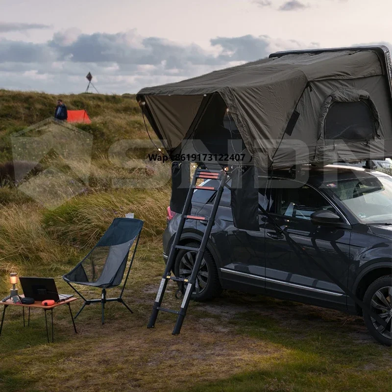 

SNDN 3-4 Person 4x4 Trailer Car Roof Top Tent Outdoor Folding Camping Truck ABS Shell Rooftop Tent Side Open Light Weight