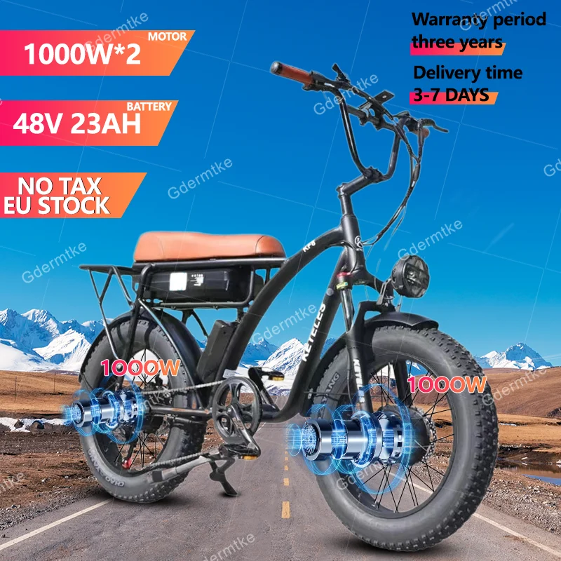 KF8 All Terrain Electric Bicycle 2000W Dual Motor 48V23AH Battery Off Road Motorcycle E Bike 20*4.0 Inch Fat Tire Electric Bike