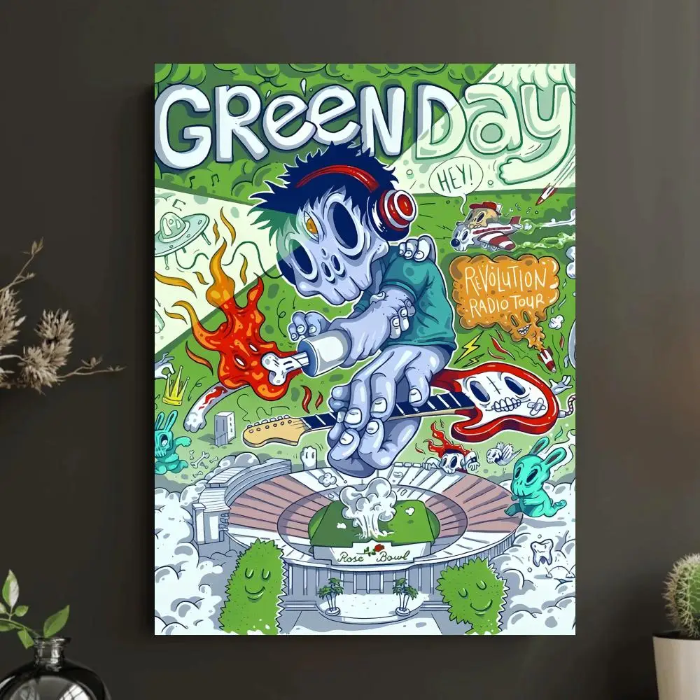 G-Green Day Music Rock Band Poster Wall Art Sticky for Living Room Bedroom Office Hallway Bar Home Decor Gift Idea