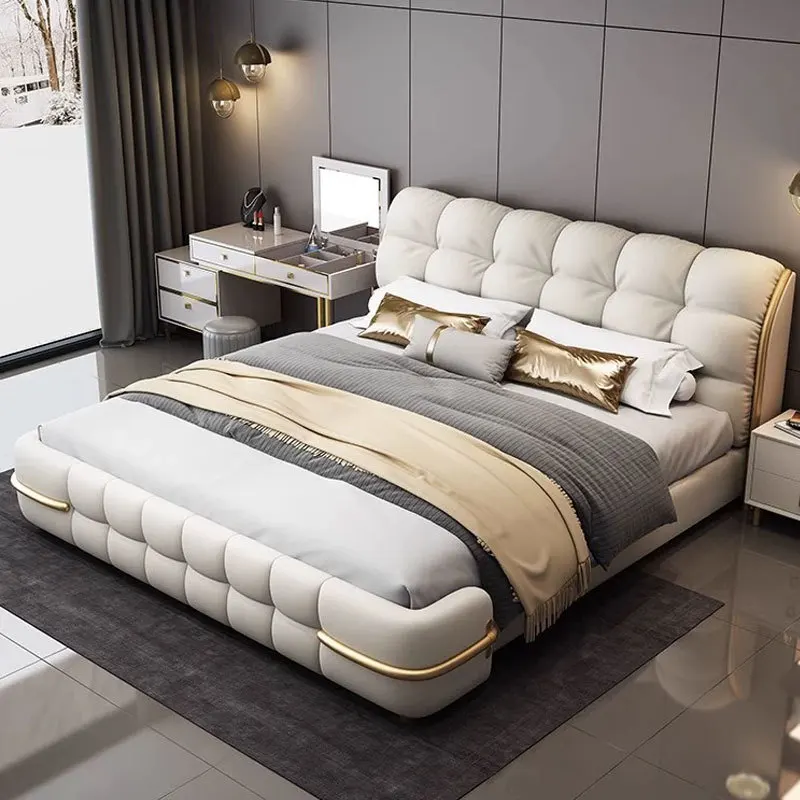 Light luxury high-end soft bed, master bedroom double, storage bed