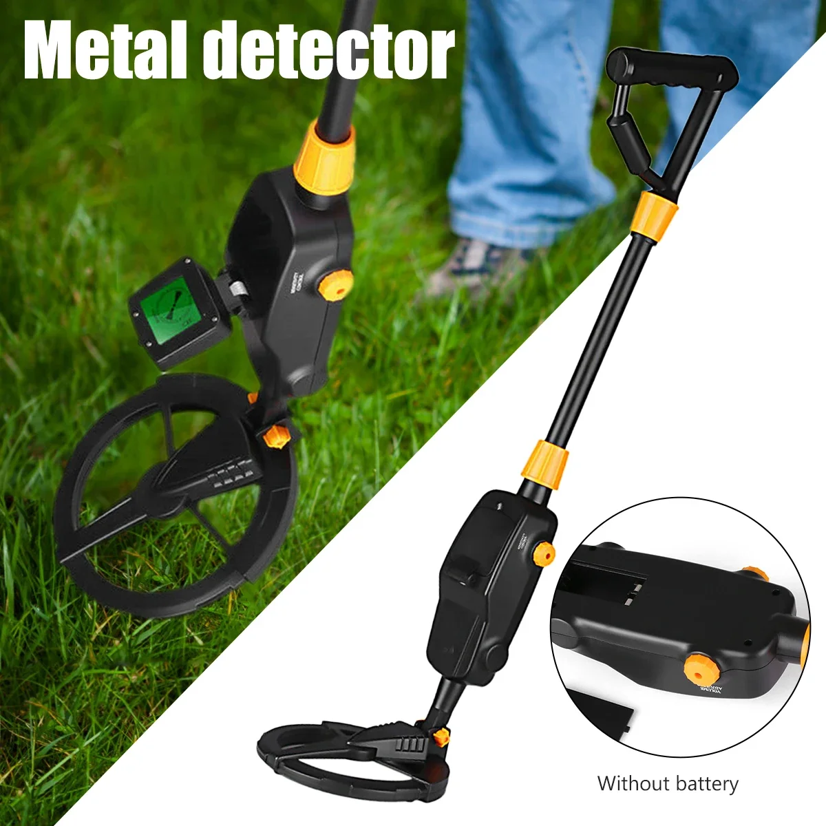 Imagem -02 - Detector de Metais para Crianças Detector de Metais Ajustável de Alta Precisão com Display Lcd à Prova Impermeável Água Bobina de Busca Detector de Metais para