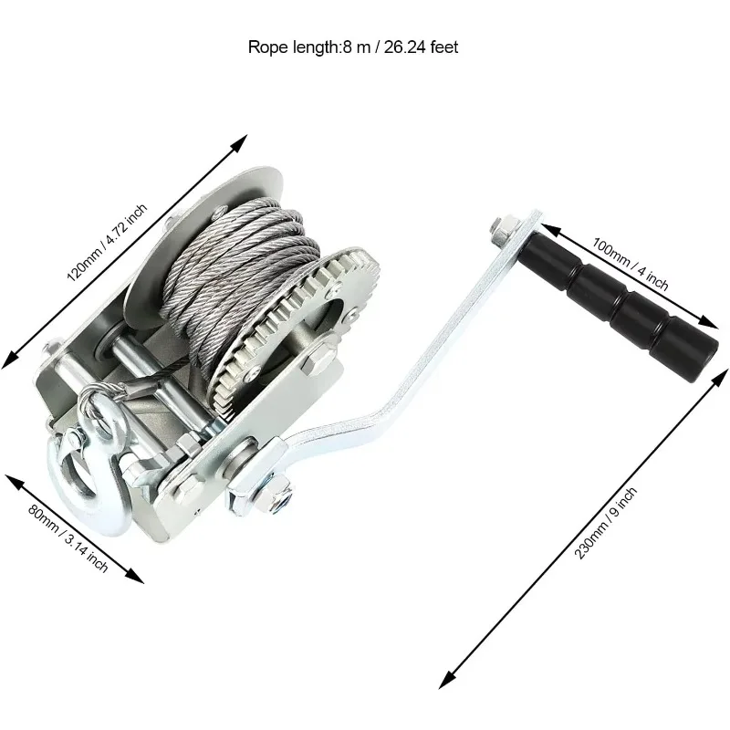 High-strength pound hand winch, corrosion-resistant, suitable for off-road use