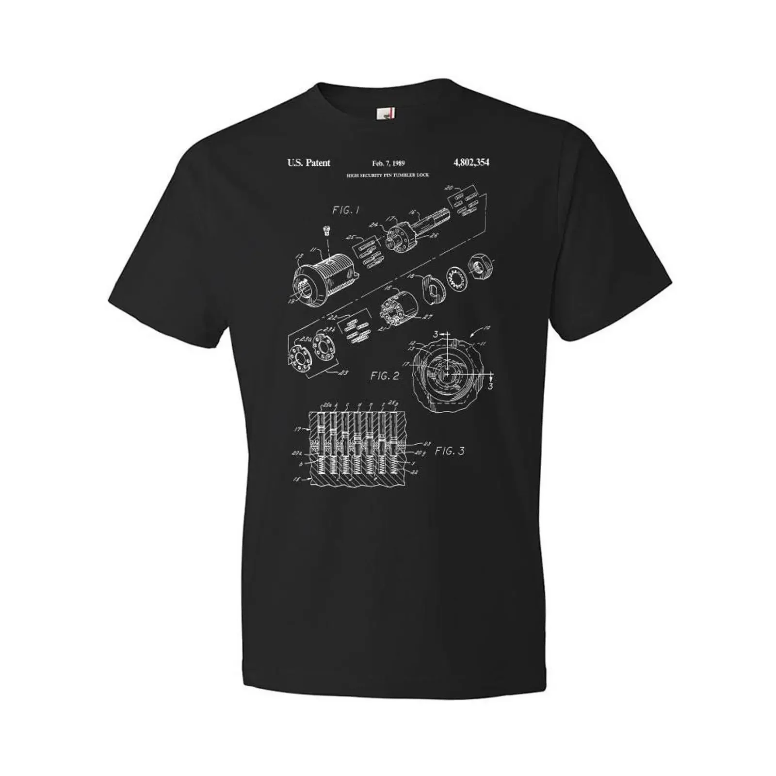Tubular Lock Patent T Shirt Workshop Locksmith  vintage Washed Slightly homme streetwear Stretched fashion Stylish