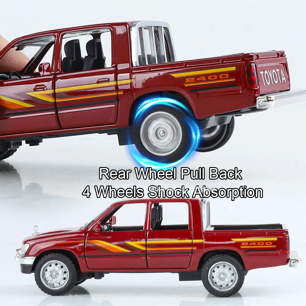 1:32 Hilux TUNDRA Odlewane Metalowe Zabawki Samochody Modele Koła Pull Back Miniaturowy Samochód ze Światłem i Dźwiękiem Pojazdy dla Chłopców Prezenty Urodzinowe