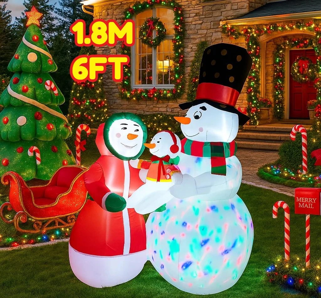 6피트 크리스마스 장식품 풍선 눈사람 가족 야외 장난감 집 마당 장식 LED 장식 크리스마스 용품 휴일