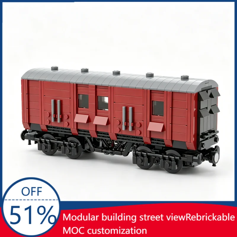716Pcs Railway Mail-Van Custom Building Blocks Vintage Train Post Wagon Model Educational Assembly Toy For Collectors Xmas Gift