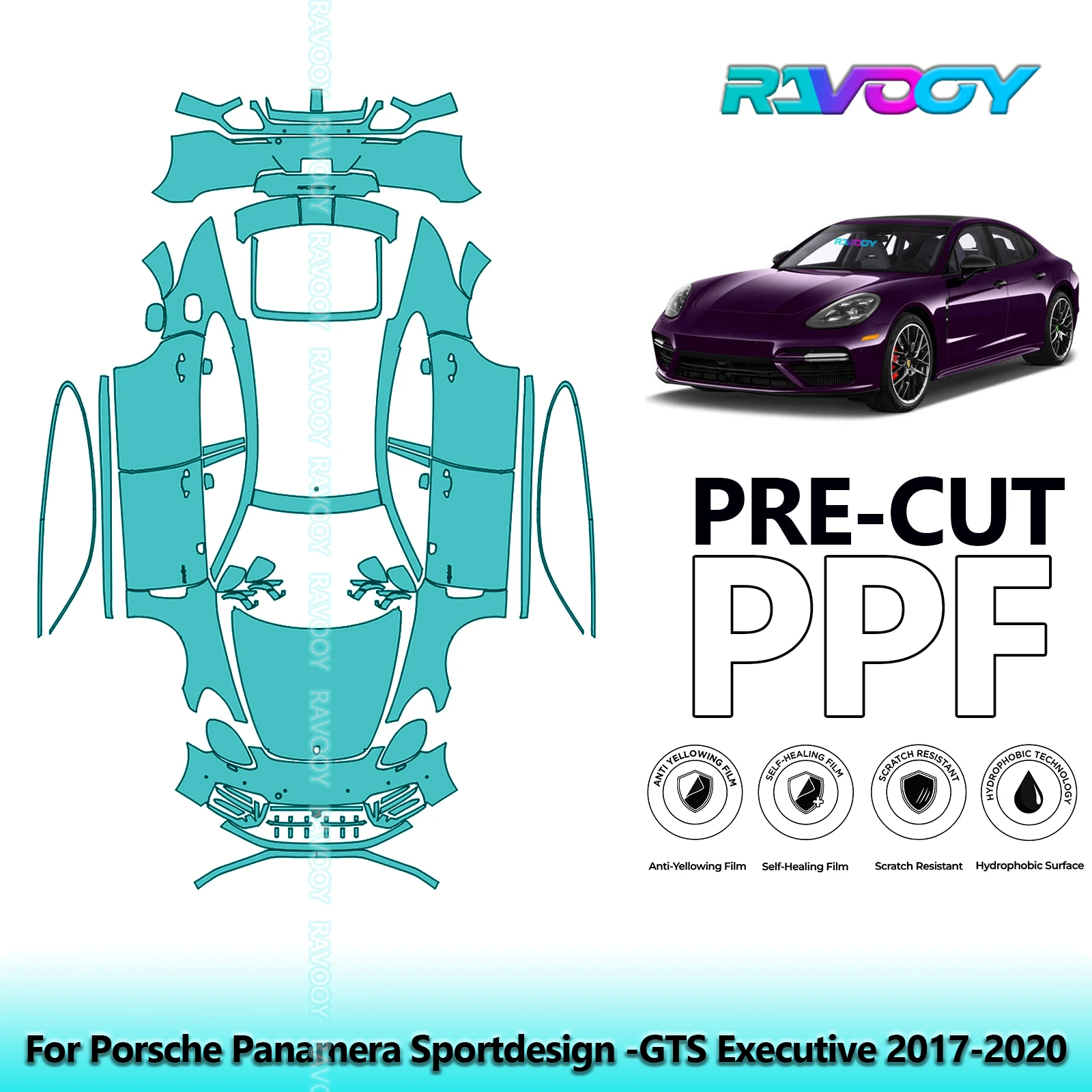 

8.5Mil Precut PPF Paint Protection Film Full Vehicle Clear Bra For Porsche Panamera Sportdesign -GTS Executive 2017-2020