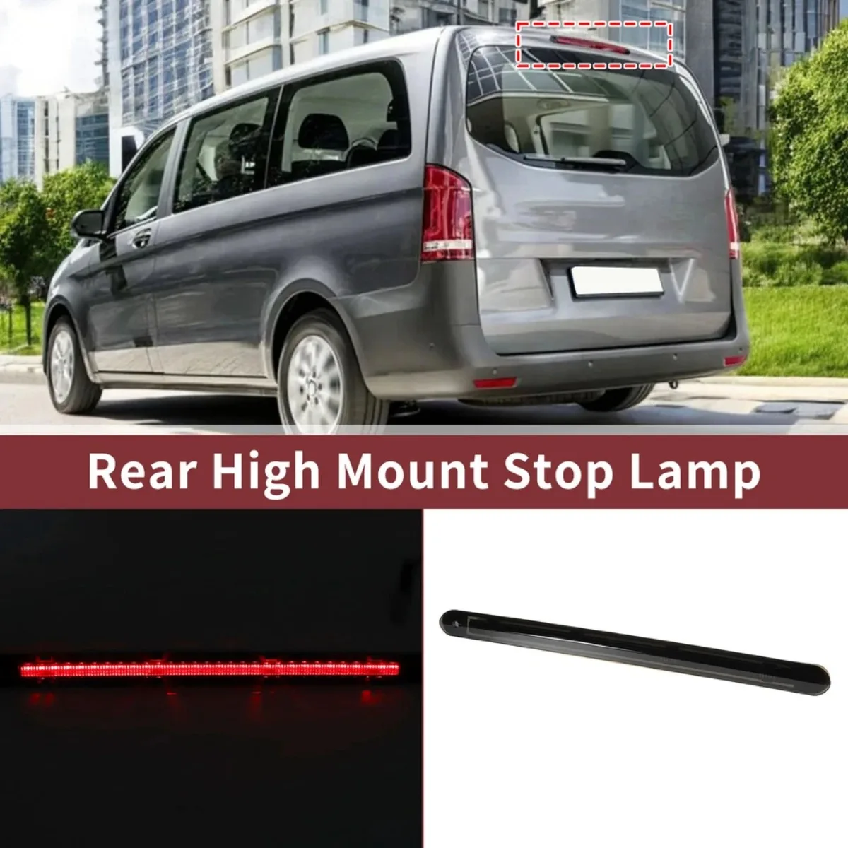 Smoke Black cover Car LED Third Brake Light for Mercedes-Benz W447 V-Klasse /Vito Kasten / Vito Mixto / Vito Tourer 2014 ~2020