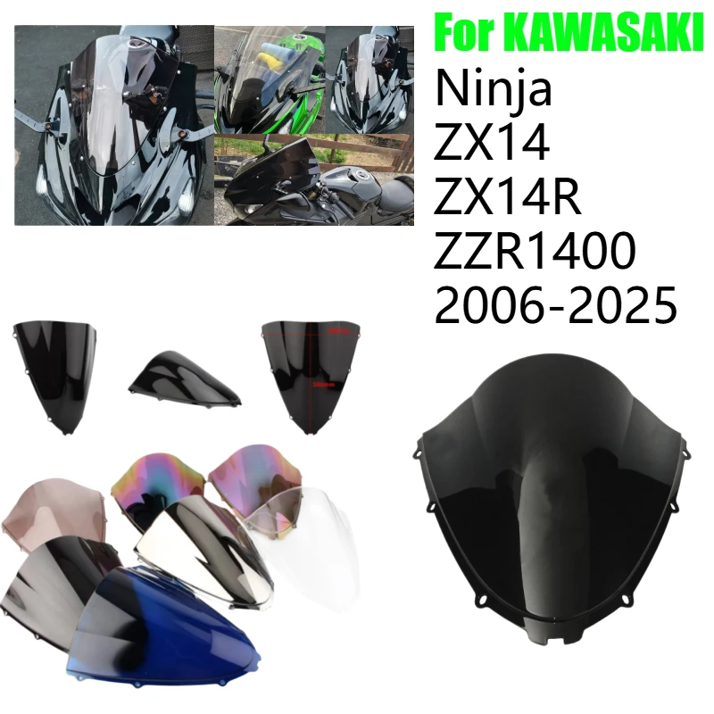 

Front Motorcycle Windshield Windscreen Wind Deflector for Kawasaki ZX14 ZX14R ZZR1400 Racing Modified Wind Shield Glass ZZR 1400