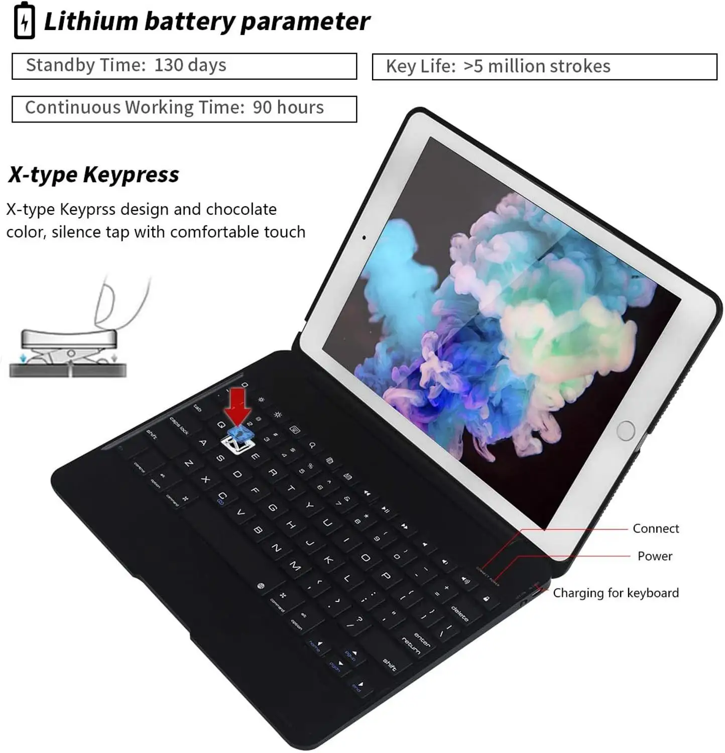 Imagem -06 - Flip Keyboard Case para Apple Ipad Case Bluetooth Ipad Mini 7.9 Mini 8.3 9.7 2023 Air 9.7