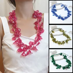 GuanLong New Long Big Adjustable Necklaces for Women Resin Rope Chain Necklace Girls Flower Elegant Wedding Summer Travel Gifts