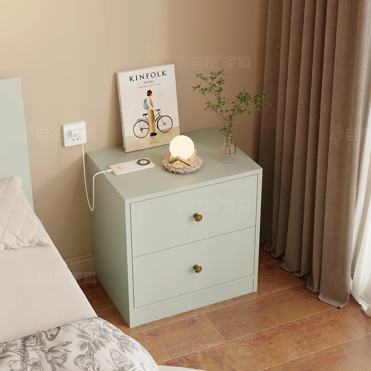 American retro bedside table green bedroom bedside  two chest cabinets low cabinet mini coffee  sofa small side table