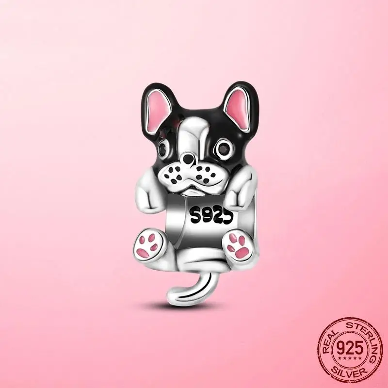 925 Silver French BULLDOG Charm Doggy Animal Dog Beads fit Women Pandora Charm Bracelet DIY Jewelry Jewellery Making