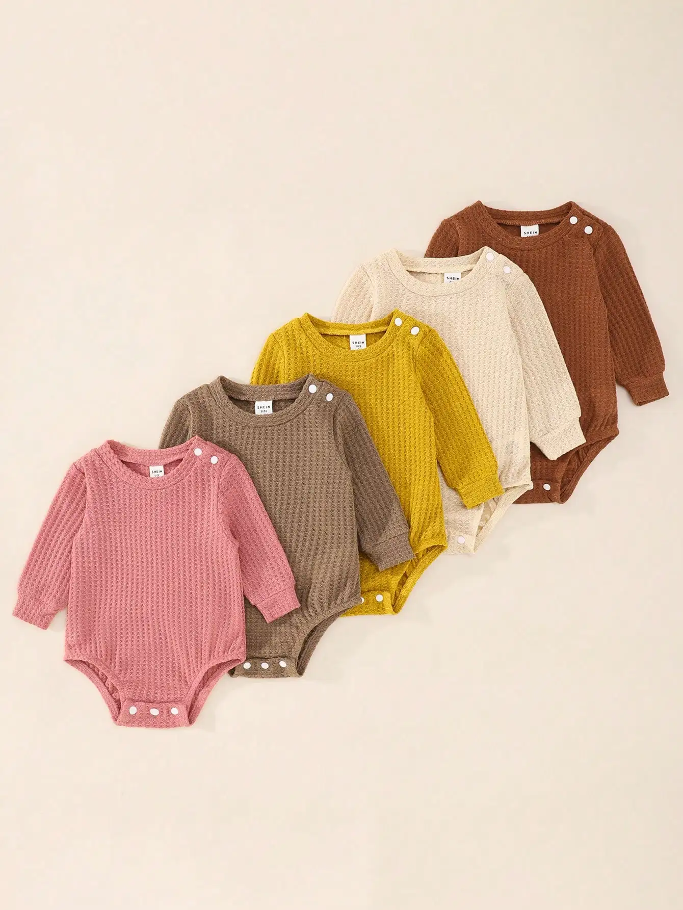 

Spring And Autumn Baby Girl Casual Jumpsuit 5-Piece Solid Color Breathable And Comfortable Crawling Dress