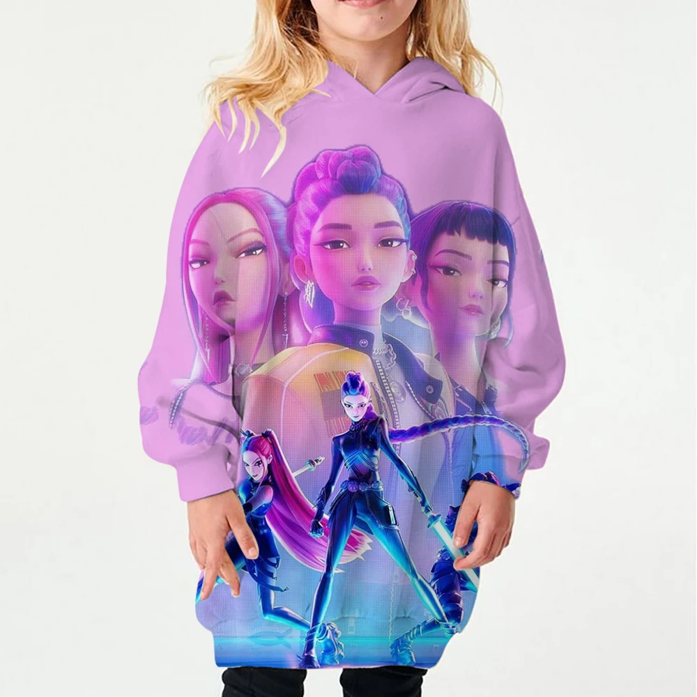 

Kpop witch hunting group 3D printed cartoon cute girl casual pullover hoodie dress long sleeved spring/summer fashionable top