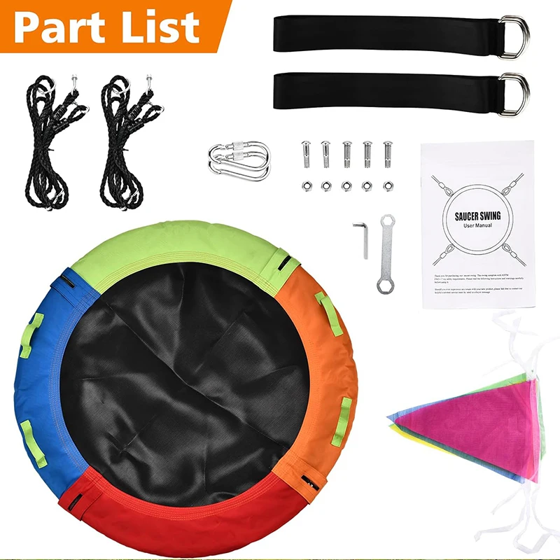 Heyzoo حديقة شجرة سوينغ الصحن تحلق سوينغ 40 بوصة قابل للتعديل شنقا الأشرطة سوينغ مجموعات للفناء الخلفي
