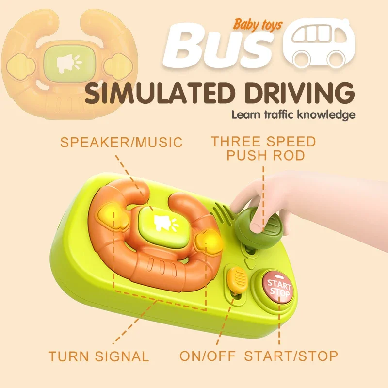 Babymuziekbus Peuterspeelgoed Elektrisch rijdende auto Stuurwiel Vroeg educatief muzikaal speelgoed voor 0-36 maanden Games voor baby's