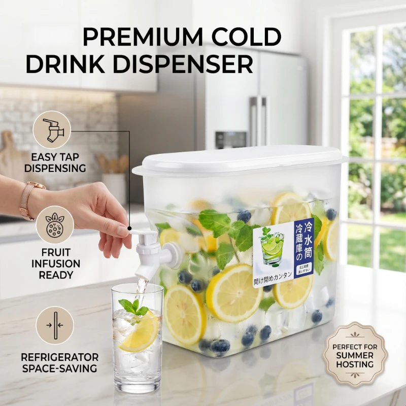 Large Capacity Refrigerator Beverage Dispenser with Spout,Easy Pour Spout,Great for Ice Lemonade, Fruit Teapot Water Bottle