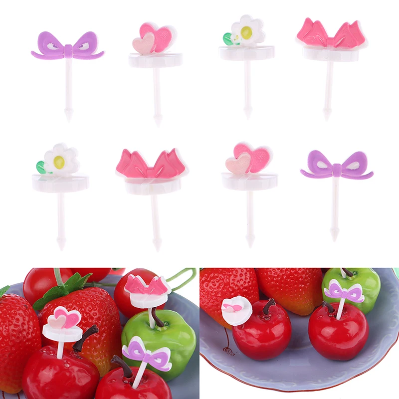 Mini Fruit Picks para crianças, Palitos criativos, Garfos para bolo, Comida de sobremesa, Decoração para lancheira, Bento Acessórios, Agulha, 8 peças