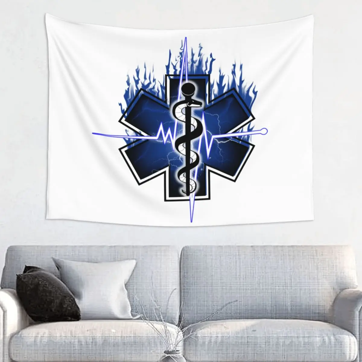 Customized Hippie Star Of Life Tapestry Wall Hanging Home Decor Emt Paramedic Medical Tapestries Dorm Decoration