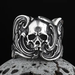 Wholesale Price Retro 316L Stainless Steel Rings Punk Rock Exaggerated Steampunk Skull Ring Gothic Fashion Jewelry